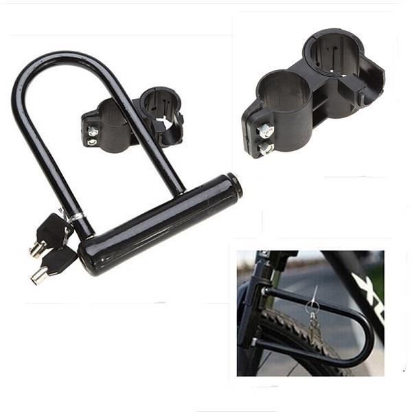 Candado de seguridad antirrobo tipo U para bicicleta y motocicleta con soporte de acero y candado negro para scooter.