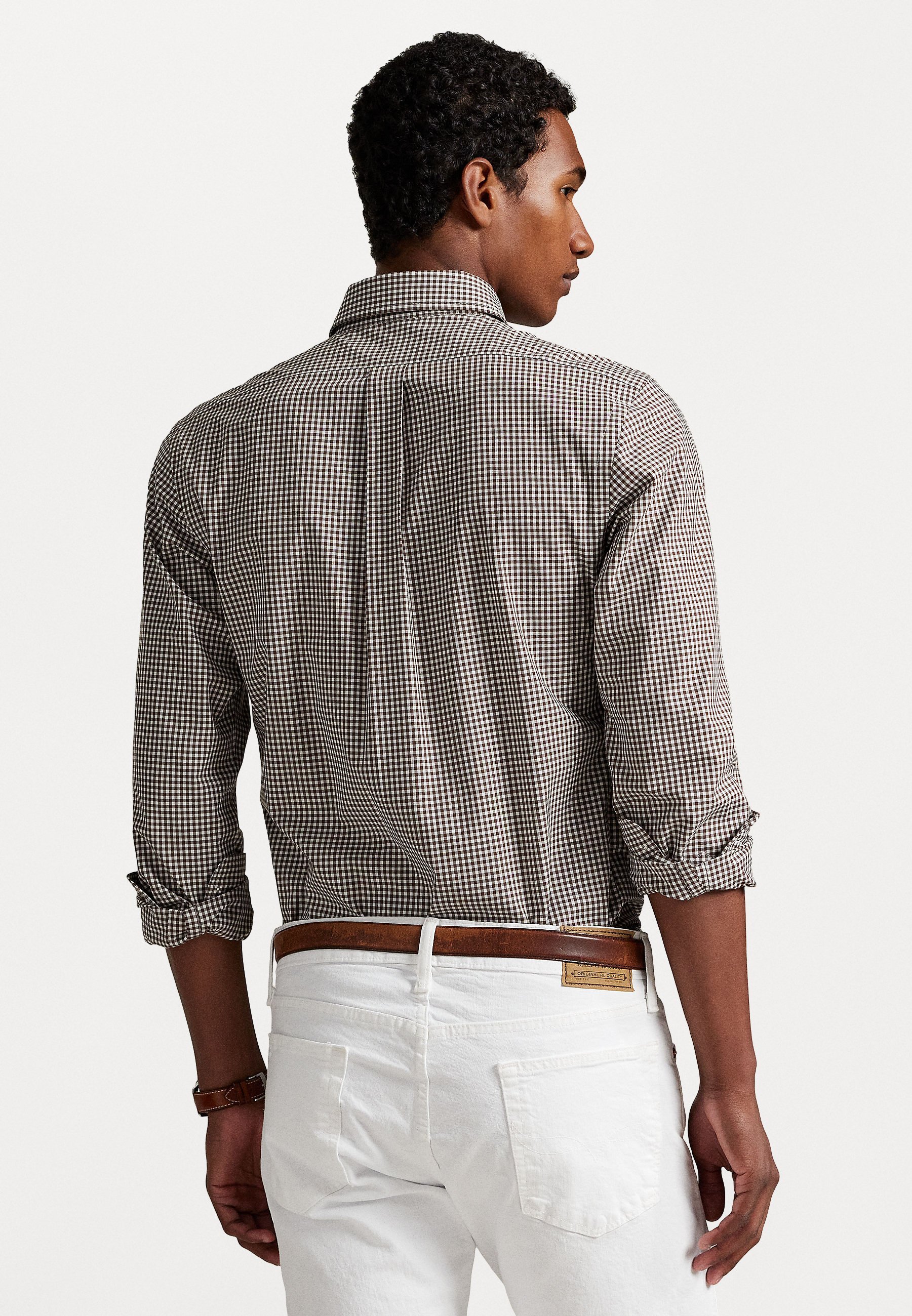 Polo Ralph Lauren CUSTOM FIT GINGHAM STRETCH POPLIN SHIRT - Hemd - kupferbraun/weiß
