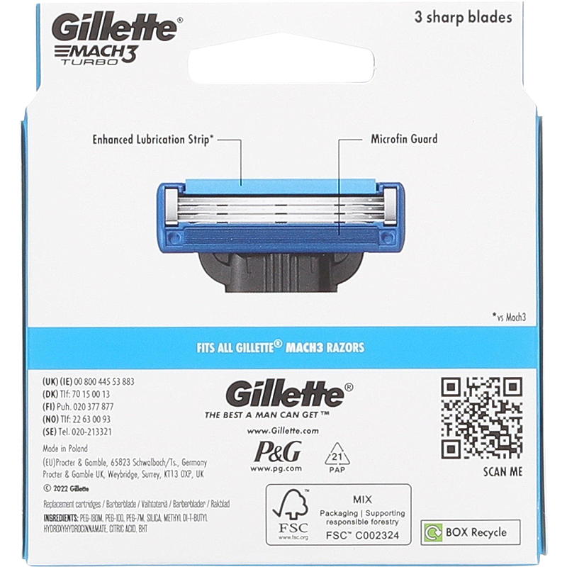Lame Gillette Mach3 Turbo confezione da 6
