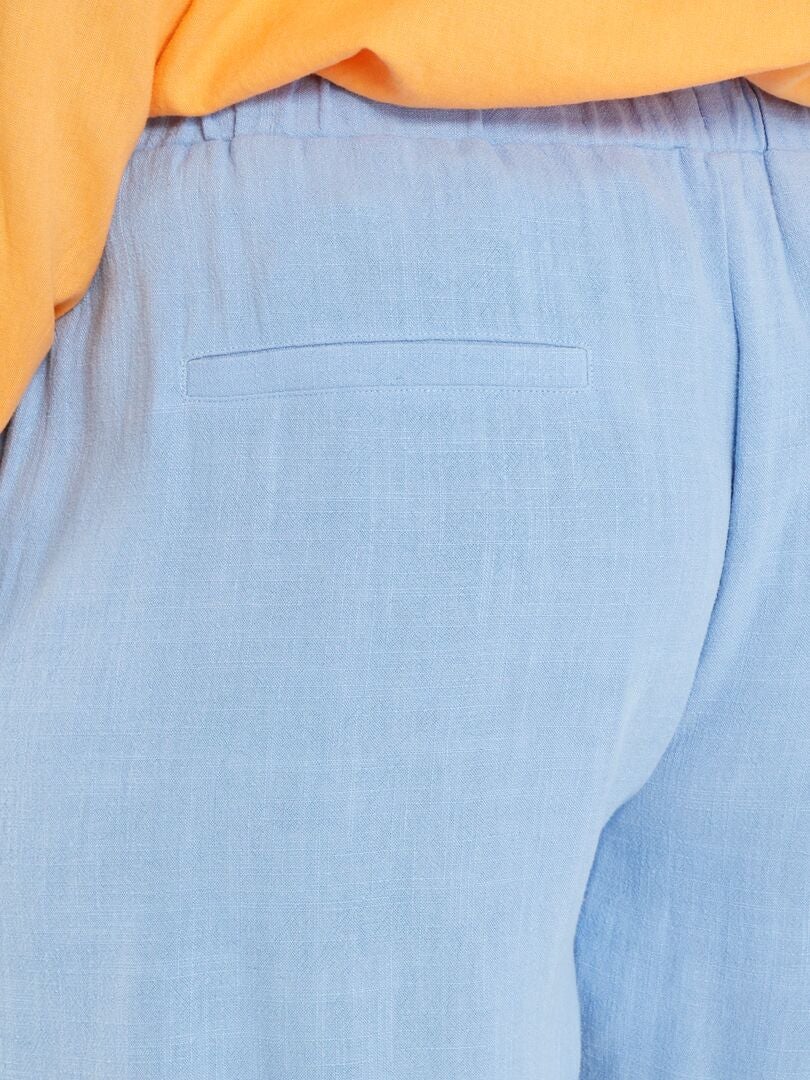 Pantalones cortos rectos de lino - AZUL