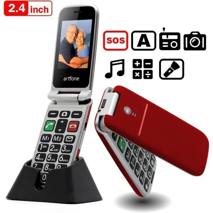 ARTFONE Telefono cellulare a conchiglia per anziani con tasti grandi e ampio schermo da 2,4 pollici
