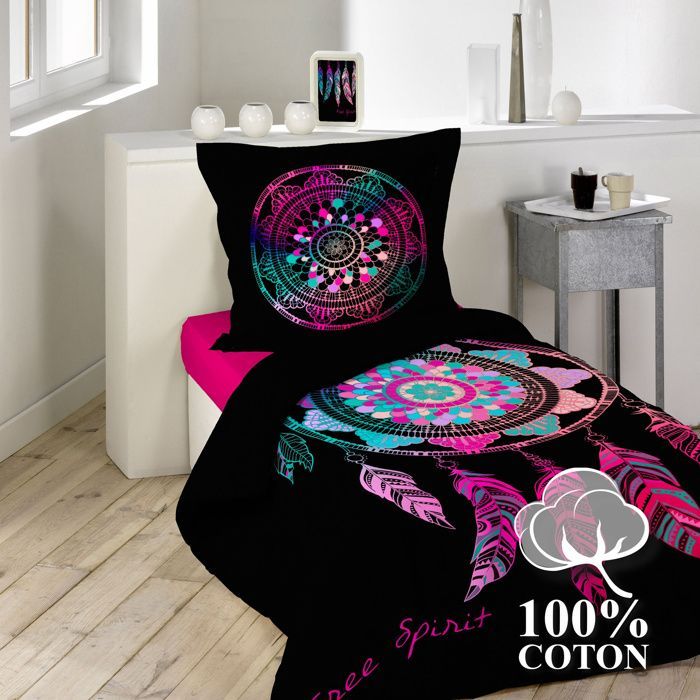 Housse de couette enfant 140 x 200 cm  coton + 1 taie d’oreiller Porte bonheur
