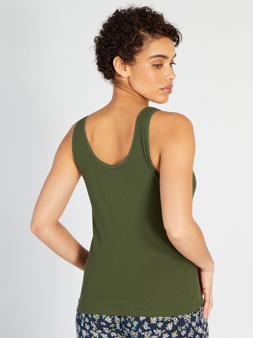 Geribbelde gebreide tanktop - GROEN