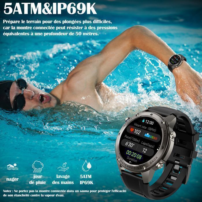 Montre Connectée Homme - WENZYLIQUOX - AMOLED 1,43