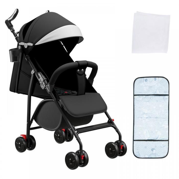 Cochecito de bebé para niño - MIPAN - Ultraligero - Plegable y reclinable desde el nacimiento hasta los 25 kg - Negro