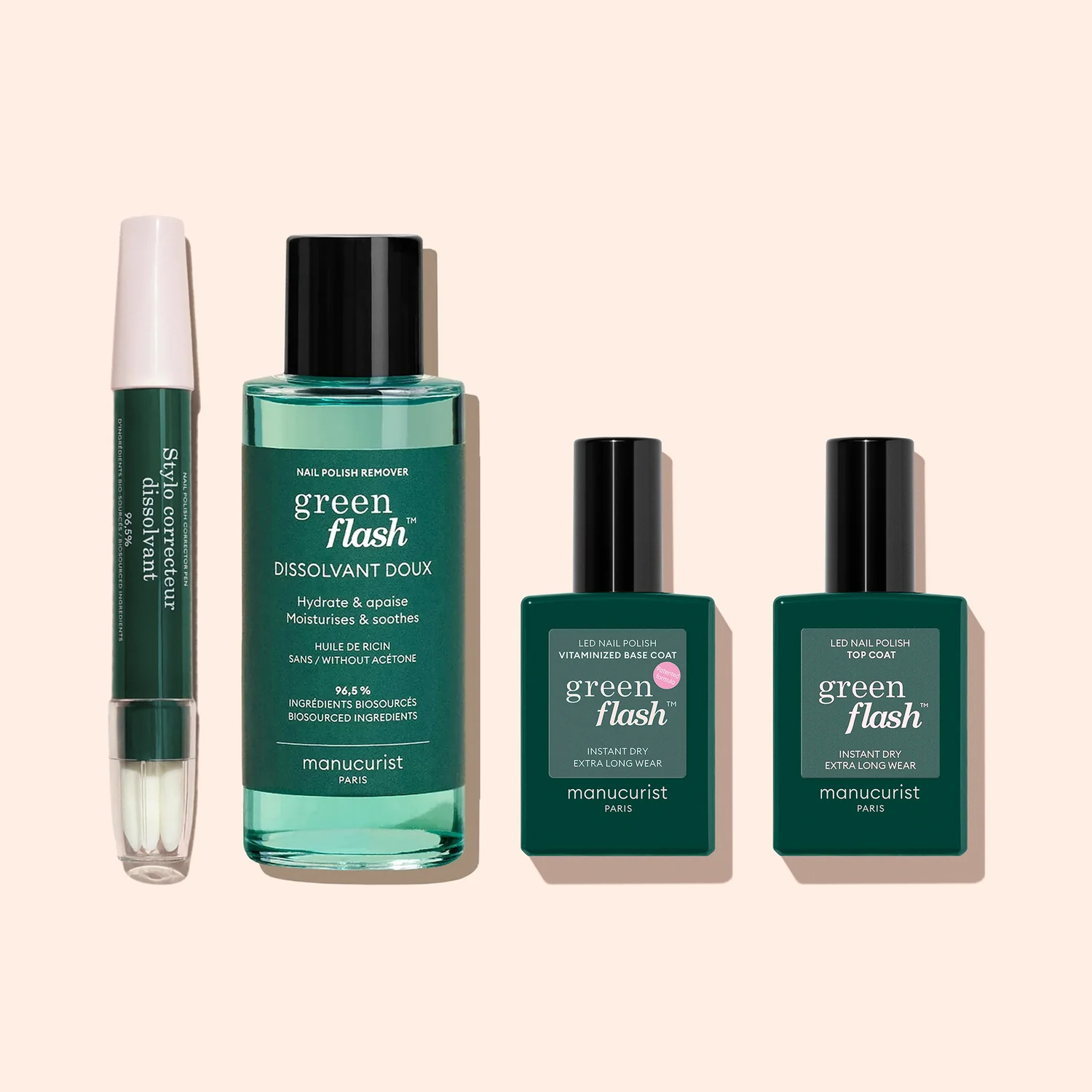 Semi-permanent LED Green Flash™ Trio Base Top Dissolvant Green Flash™