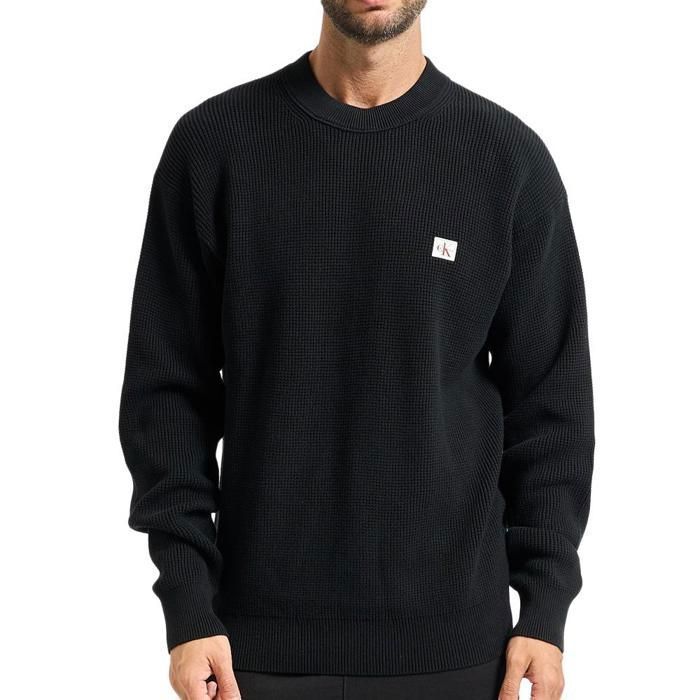 Pull Noir Homme Calvin Klein Jeans Waffle