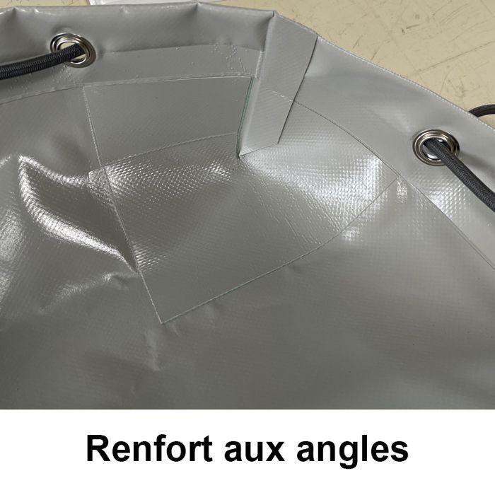 Lona para remolque Erdé Expert LC 201 – 208 x 142 x 10 cm – PVC impermeable y reforzado de 640 g/m² – Gris – Fabricada en Francia