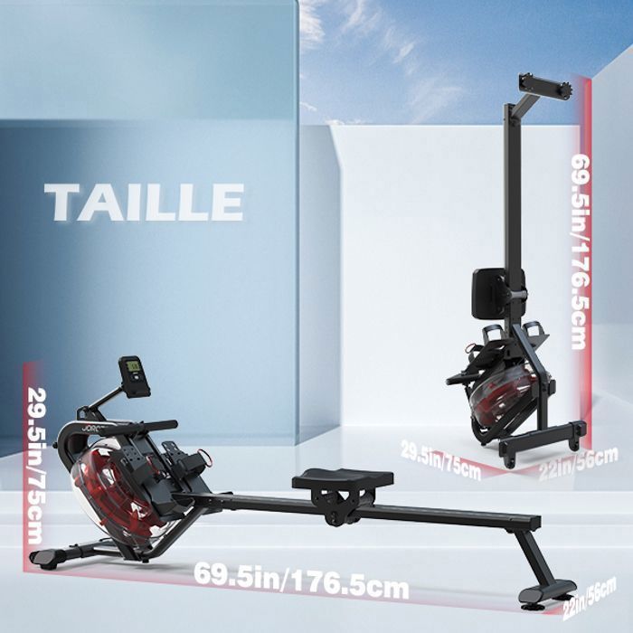 JOROTO MR26 Water Rower, 14L Water Tank, 50° Tilting Angle, 12 Enlarged Blades with LCD Screen, Bluetooth and App, Vertical Storage