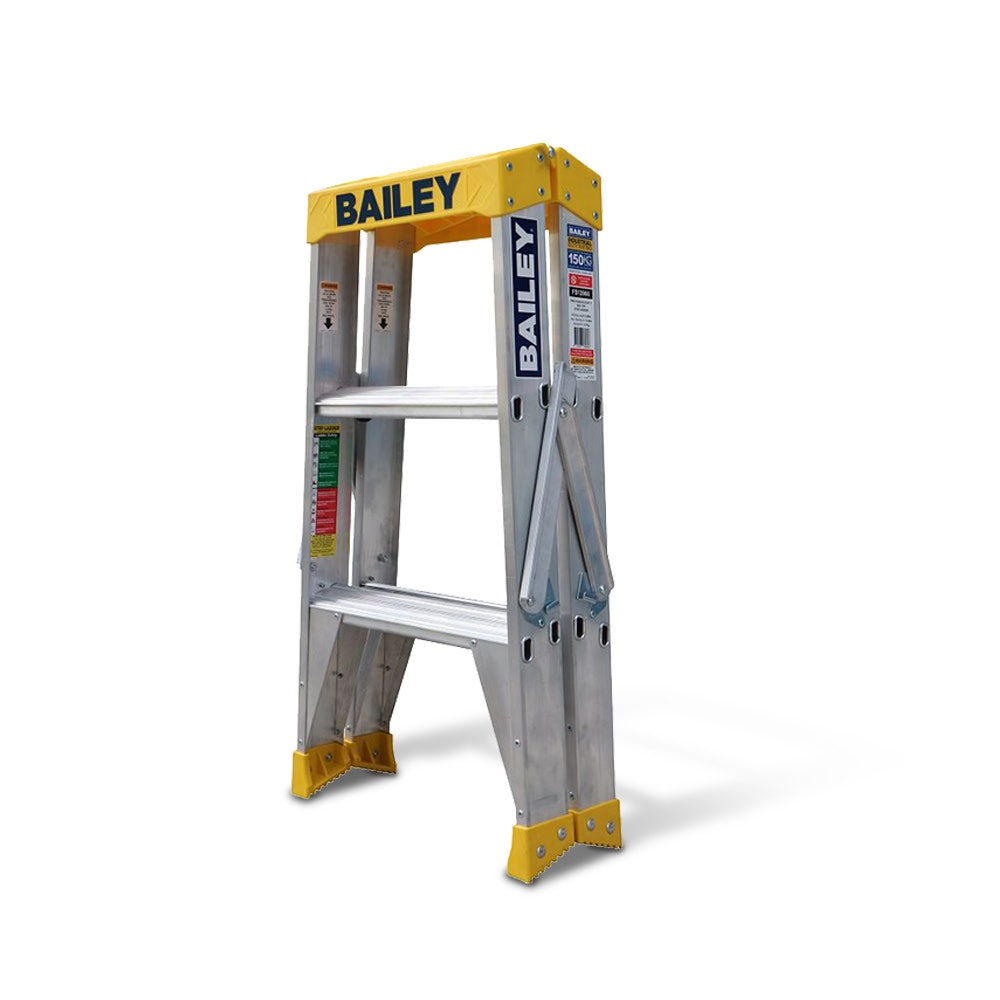 Escada BAILEY 0,9 m 150 kg, 3 degraus, alumínio, dupla face, Big Top, FS13966