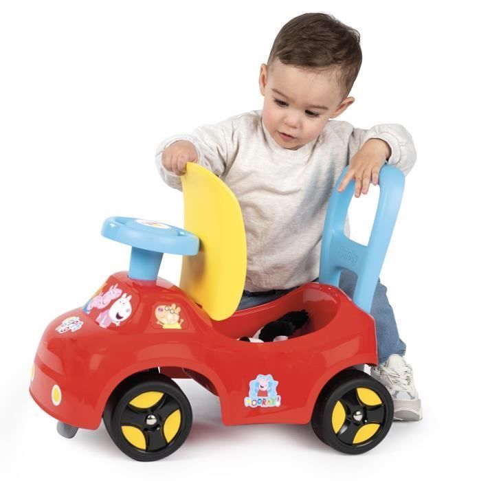 Smoby - Porteur auto enfant 2 en 1 - Peppa Pig - Coffre sous la selle - Dès 10 mois - Fabrication française