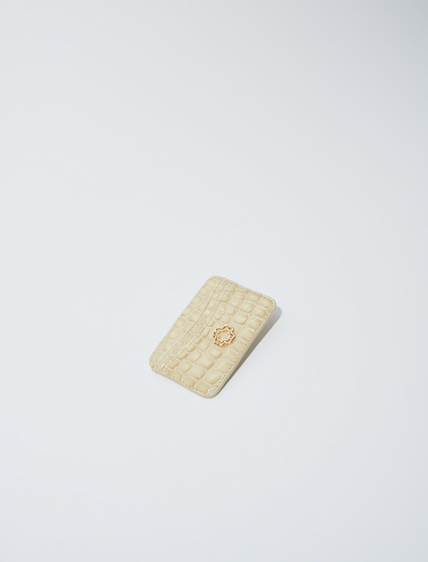 Krokotiilikuvioinen nahkainen korttikotelo - Kiiltävä beige