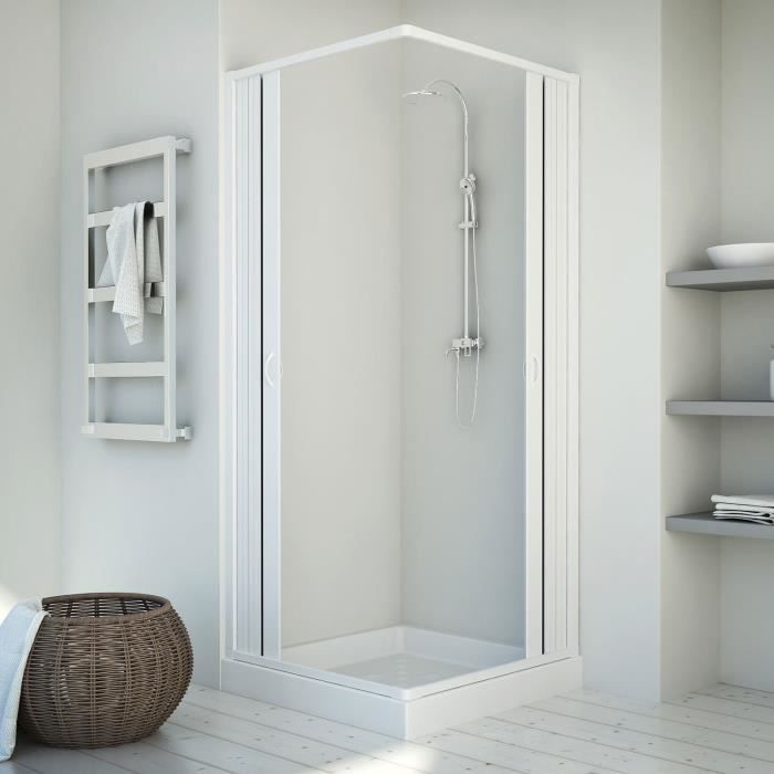 Cabina de ducha - FORTE - Energy Centrale - PVC - Blanco - 80x80CM - H185 - Apertura central