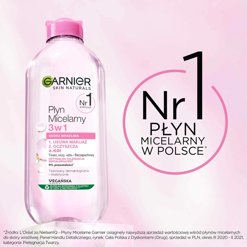 Garnier Skin Naturals micelārais ūdens 3 vienā jutīgai ādai