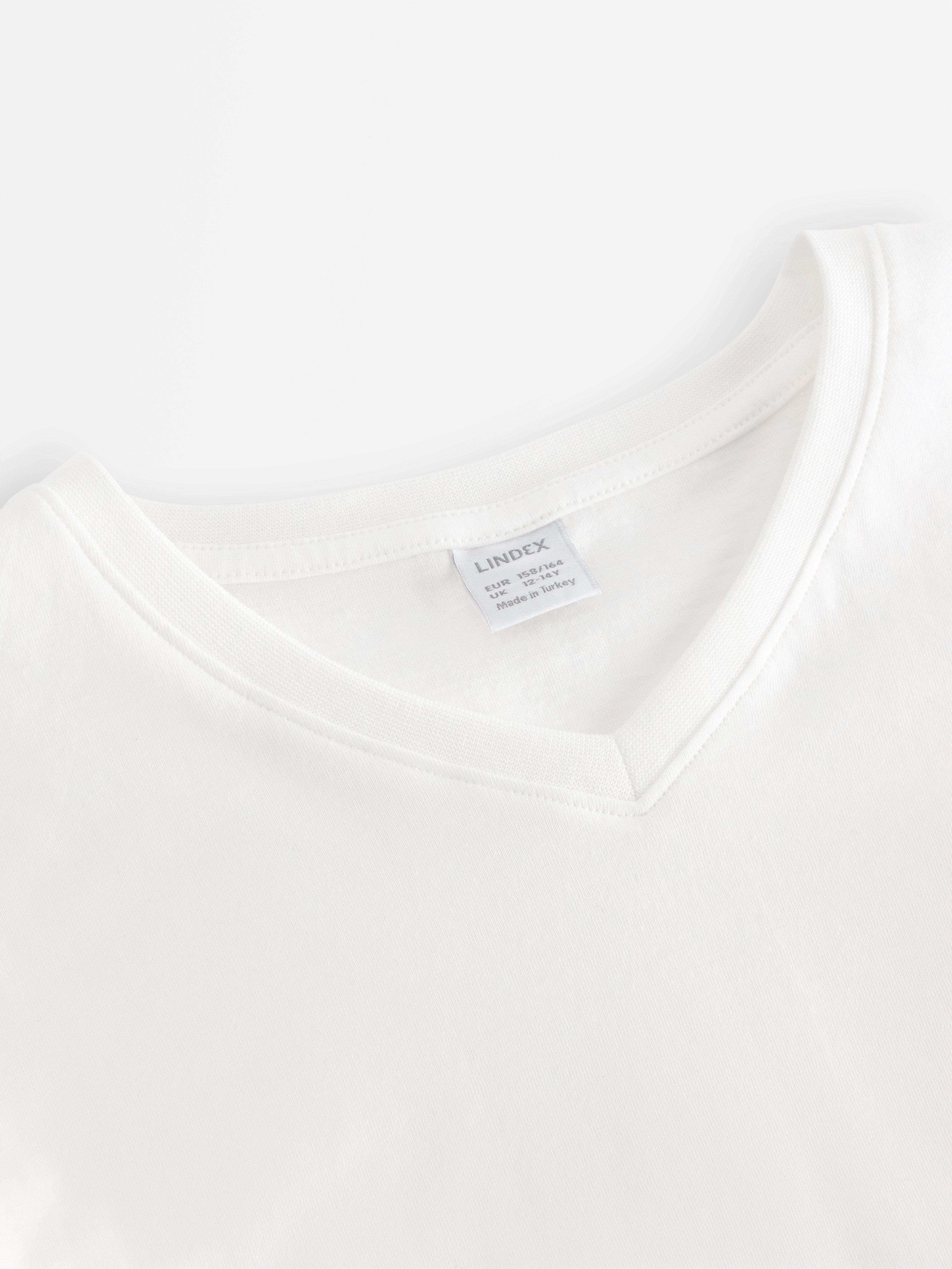 Tricou cu decolteu în V Off White