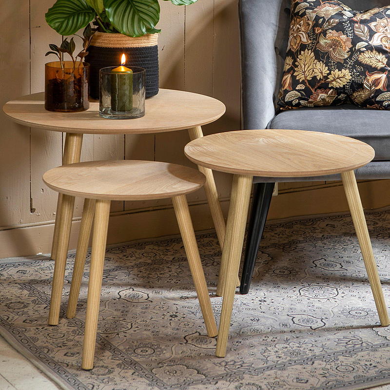 Hemmabord s/3 ø 60/48/40 cm mdf ask