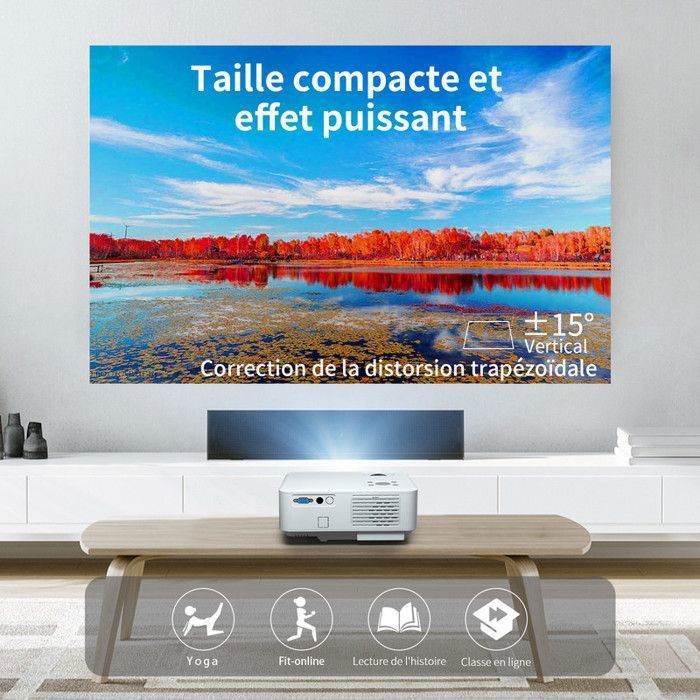 Projetor de vídeo de 20.000 lúmens, Full HD 1080p, Wi-Fi 5G e Bluetooth, mini projetor com tela de 300