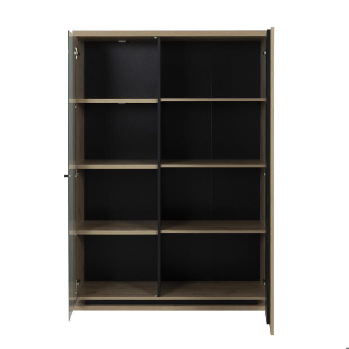 La colección Split incluye muebles modernos para la sala de estar con un cálido acabado de roble hecho a mano. Las grietas visibles en el
