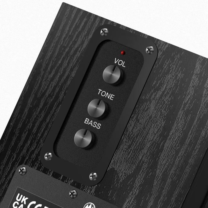 Altavoz activo de estantería - SVATV - 2x30W - Entrada jack - Entradas RCA duales - Gabinete de madera - Negro - Woofer de 4