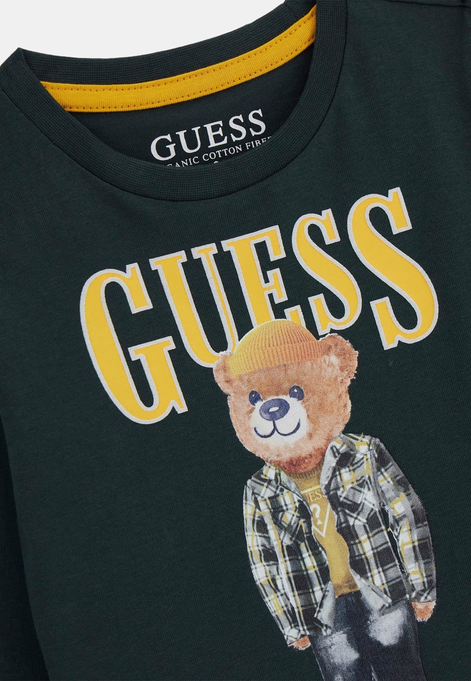 Guess PRINTED - Majica z dolgimi rokavi - temno zelena