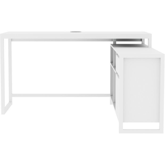 Bureau d'angle réversible Denver - Panneaux de particules - Coloris Blanc - 139 x 75 x 139 cm