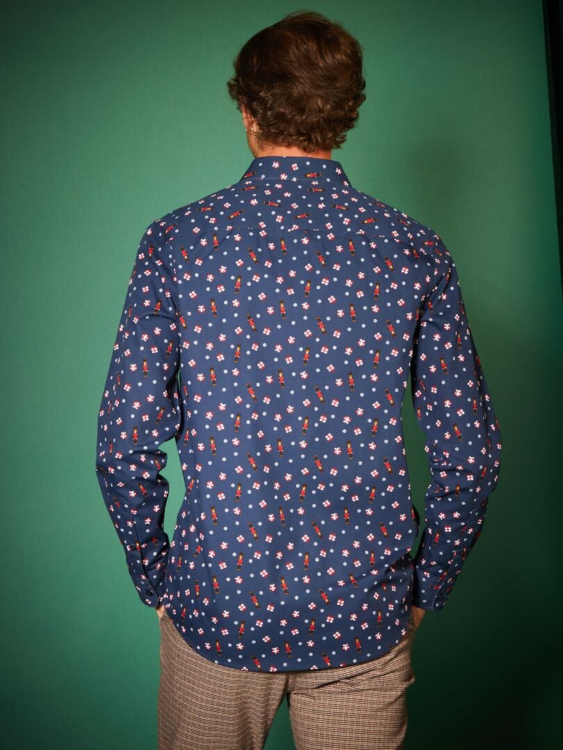 Kerstshirt met patroon - BLAUW