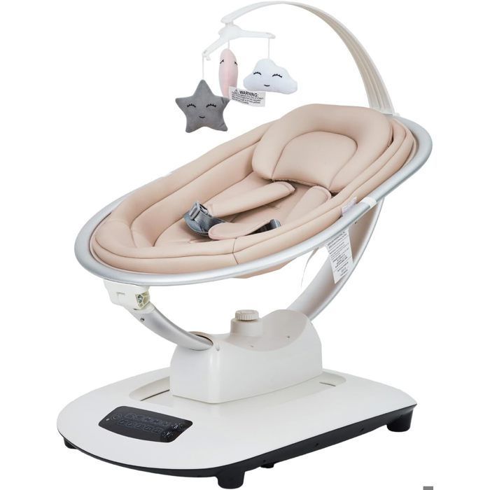 Columpio/saltador eléctrico 3 en 1 para bebés con control remoto, mesa de comedor, 5 modos de balanceo, temporizador y música - Caqui