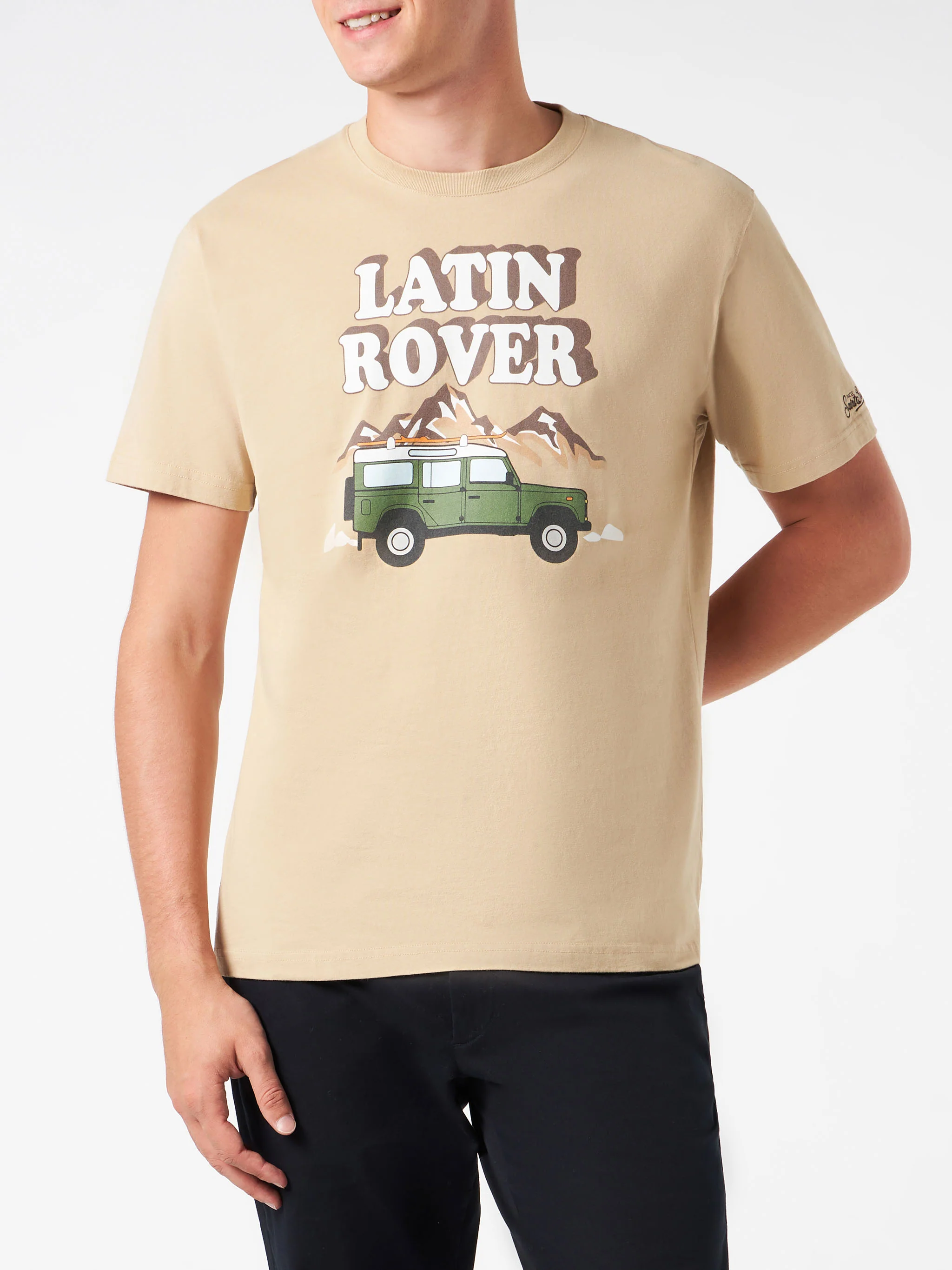 Herren-T-Shirt mit lateinamerikanischem Rover-Print aus schwerer Baumwolle