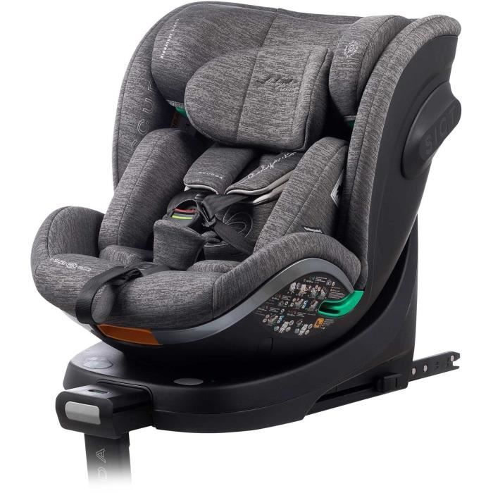 Bilbarnstol - BABYAUTO - SCUDDA GREY DOBBY - Från födseln till 12 år - 0-36 kg - I-Size - ISOFIX - 360° vridbar - ECE R129
