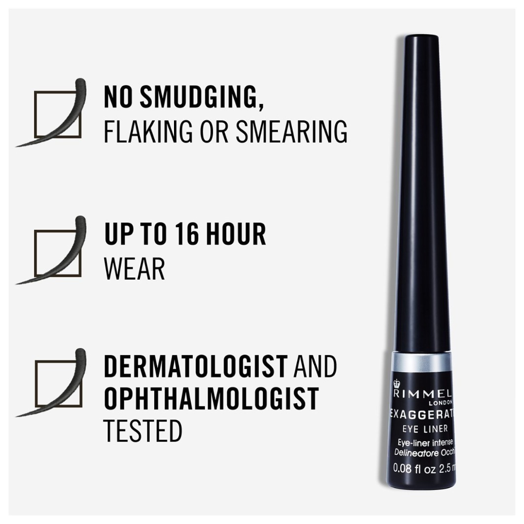 Rimmel London Eyeliner Scandaleyes Exaggerate tekutá očná linka 001 Black - 2,5 ml