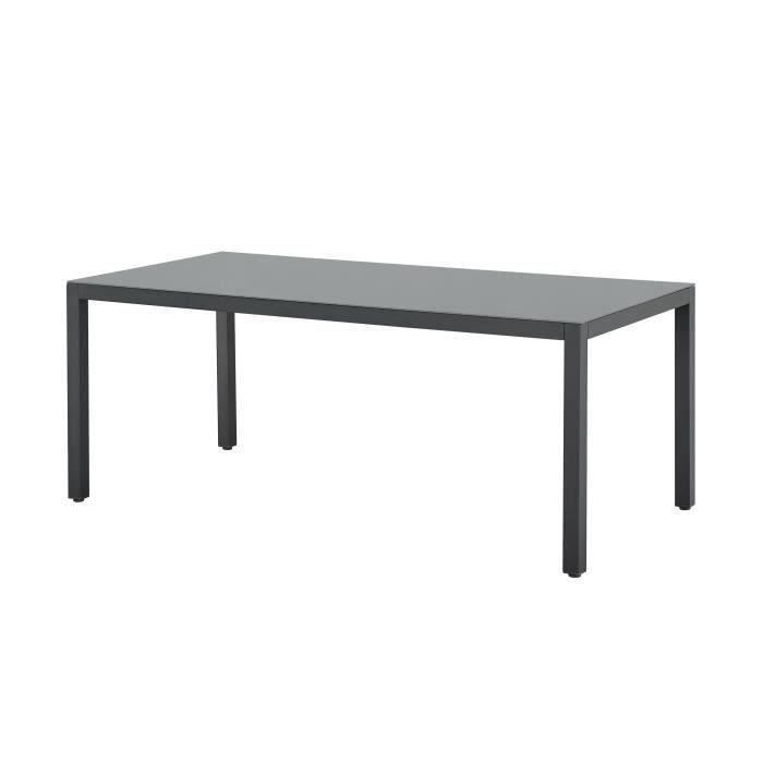 Conjunto de comedor de jardín: mesa de 180 cm + 8 sillas - Estructura de aluminio - Tablero de cristal templado - Gris