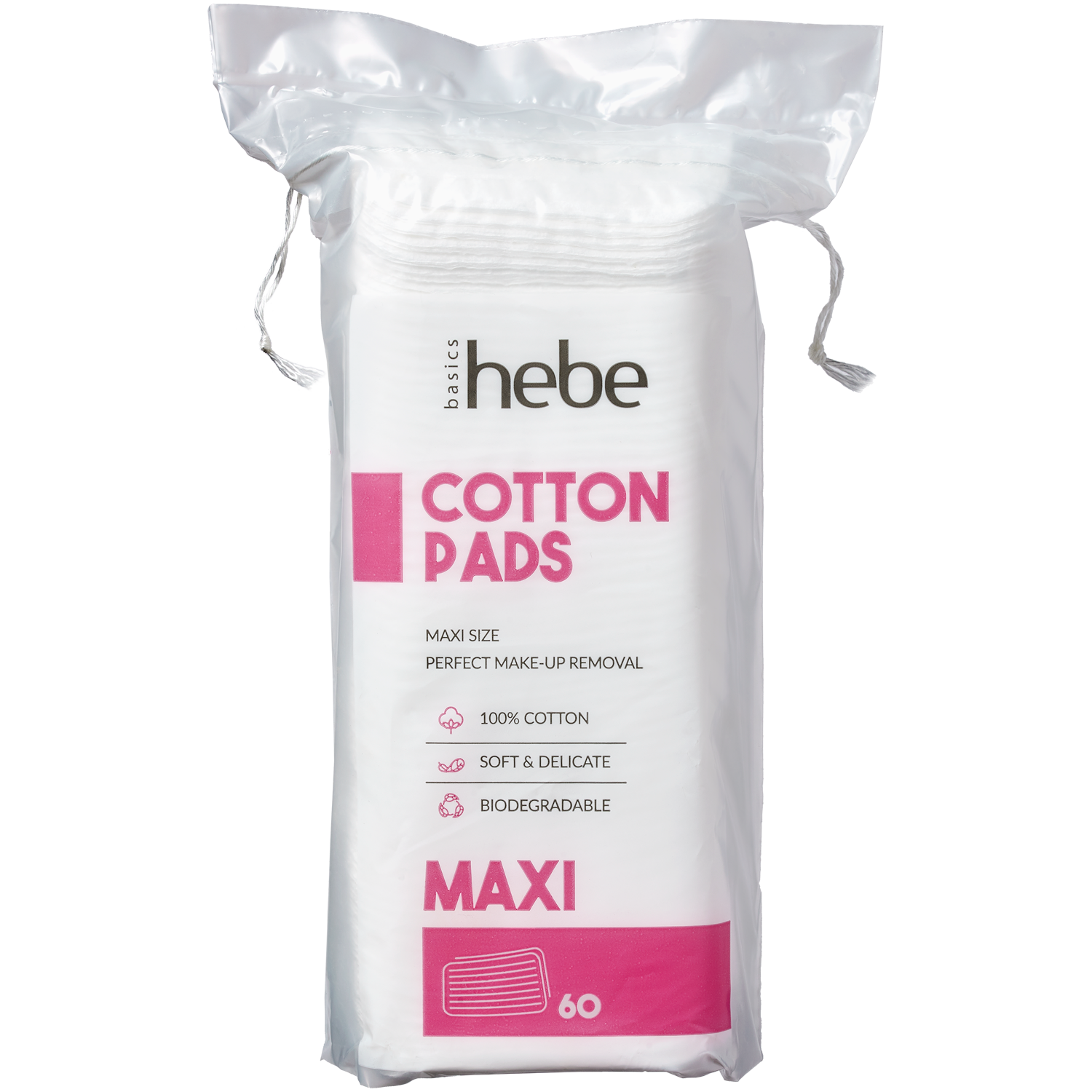 Hebe Basics štvorcové maxi kozmetické tampóny 60 ks