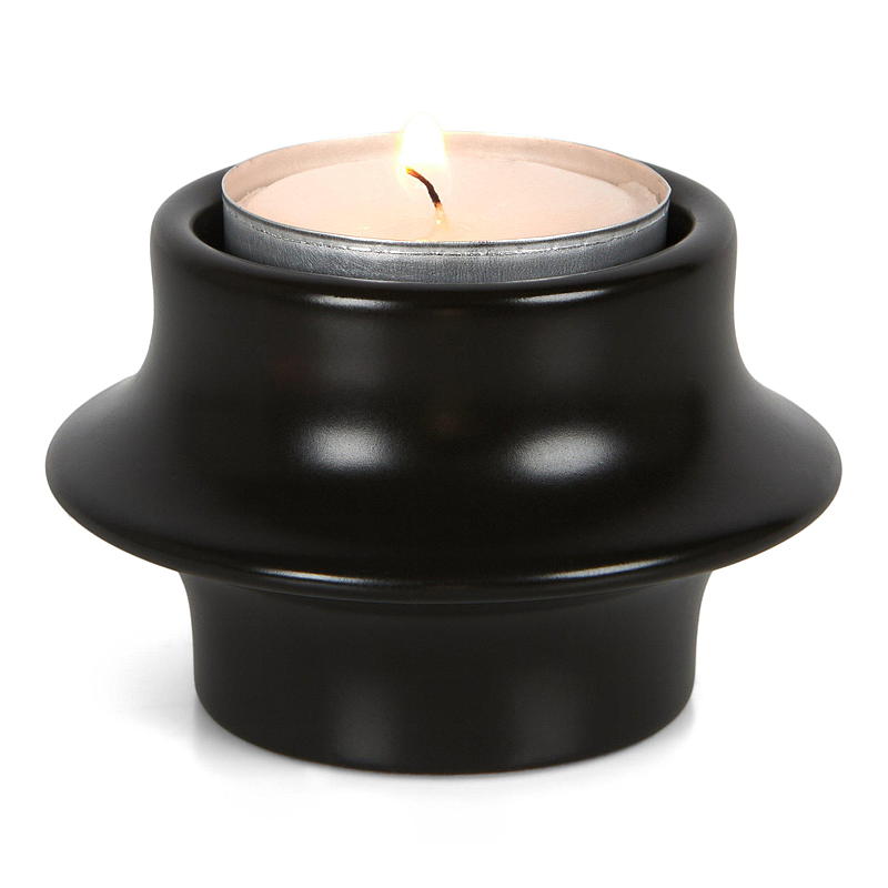 Portacandele in pietra per la casa, ø 7 x 5 cm, nero