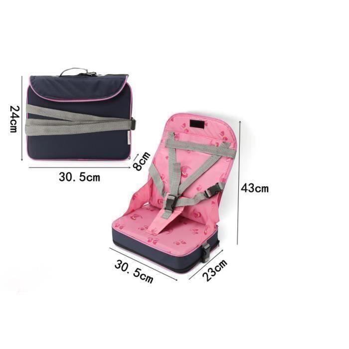 Seggiolino rialzato pieghevole portatile per neonati e bambini + cintura di sicurezza a 5 punti, sedia da viaggio ROSA PC535 QUC2544