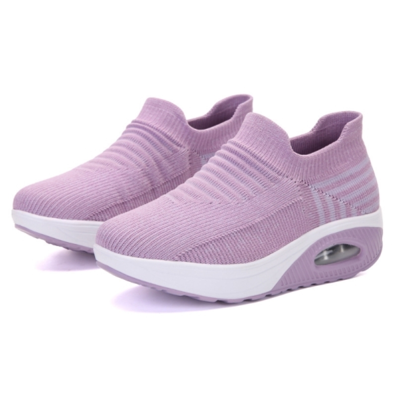 Femmes PU coussin d’air Sneaker Absorption de choc chaussures antidérapantes chaussettes respirantes chaussures de course confortables