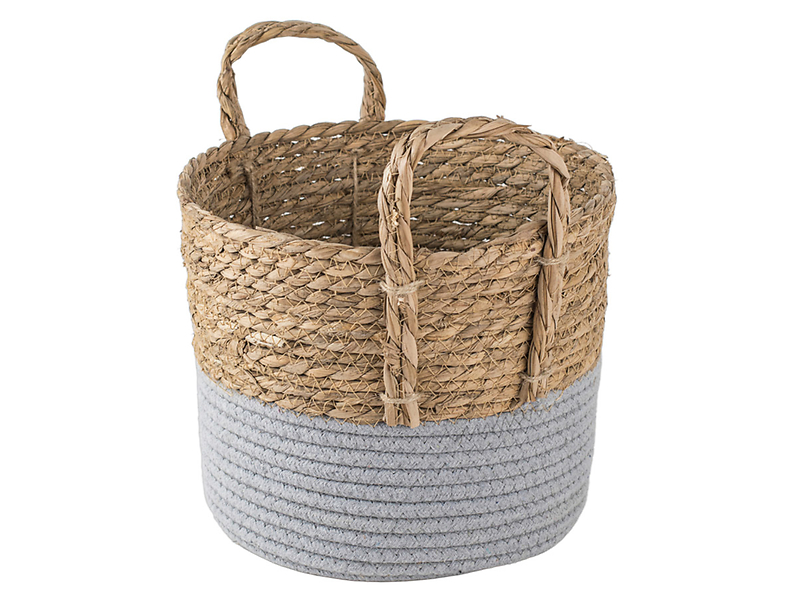 Kosz naturalny pleciony z uszami M 26 cm