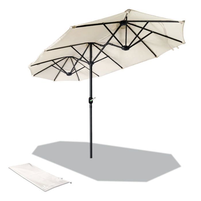 Sombrilla de jardín doble de aluminio VOUNOT® 300x150cm Beige - Protección UV 30+