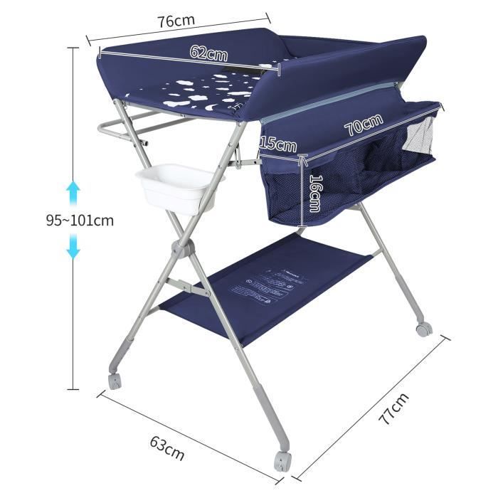 JEOBEST.TABLE - Verschoontafel Babyverschoontafel Gemakkelijk luiers en babykleertjes verschonen, 80*58*90cm