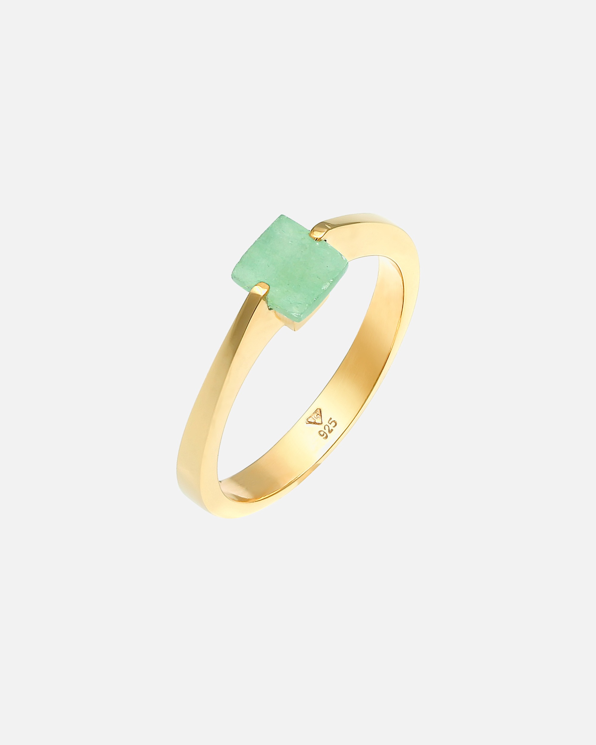 Elli PREMIUM Elli PREMIUM Bague Femmes Classique Pyramide Élégante avec Jade pierres précieuses en argent sterling 925 plaqué or
