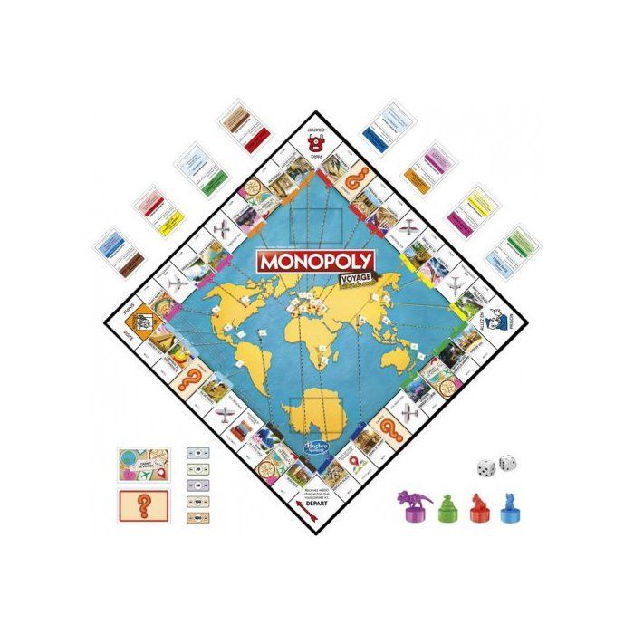 Monopoly Around the World Travel - Speciale Editie, Franse Versie - Familie, Kinderen - Klassieke Bordspelset + Kaarten