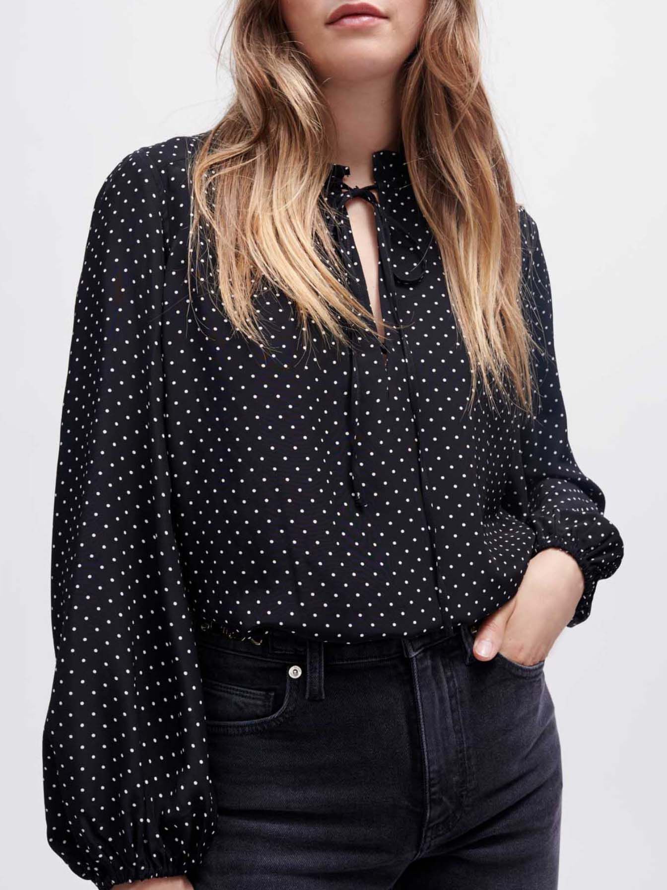 Luchtige blouse - Zwart