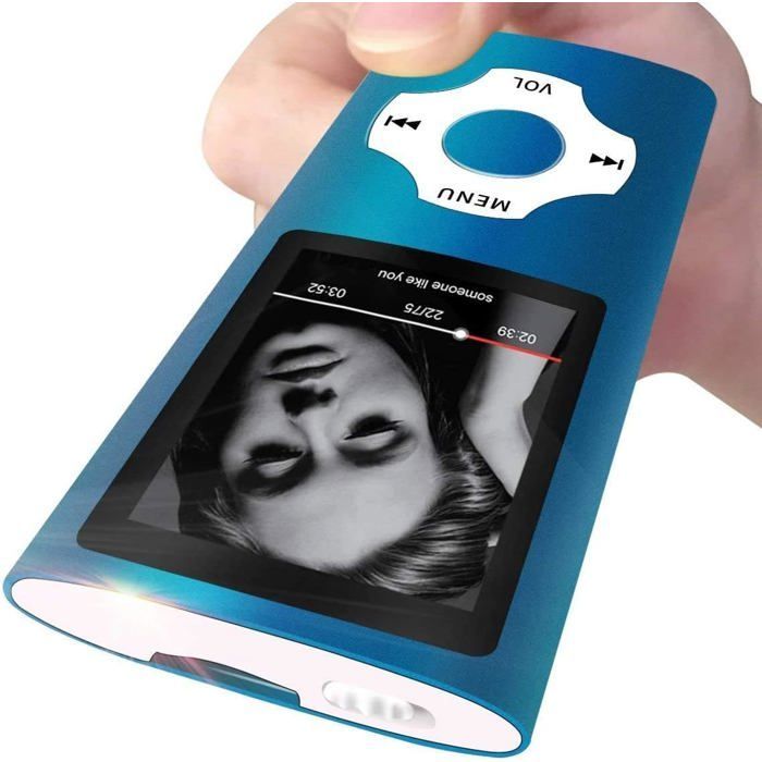 Reproductor MP3/MP4 - SUTEO - Azul oscuro - Pantalla LCD de 1,8 pulgadas - Ranura para tarjeta de memoria de 128 GB - Radio FM