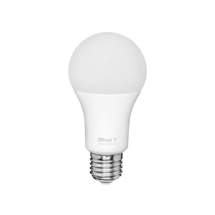 Bombilla LED inteligente Trust E27 compatible con Alexa y Google Home, no requiere concentrador, WiFi de 2,4 GHz, luz blanca regulable – Paquete de 2