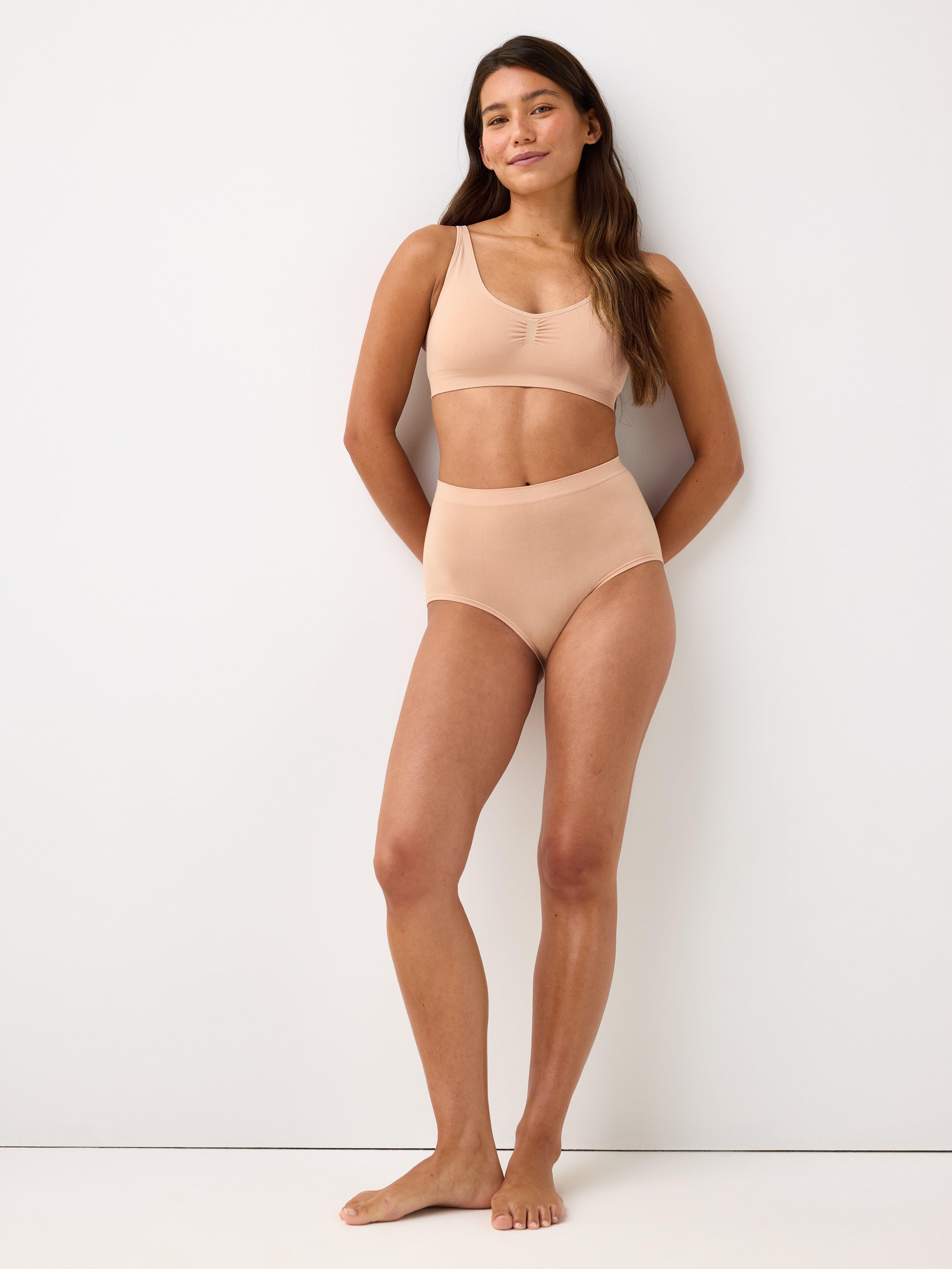 Seamless trosor med hög midja Beige