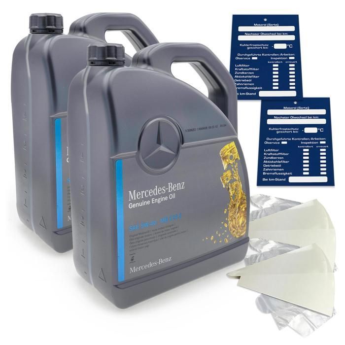 Olio originale Mercedes-Benz 10 litri 5W40 229.5 incluso imbuto + rimorchio da 10 litri