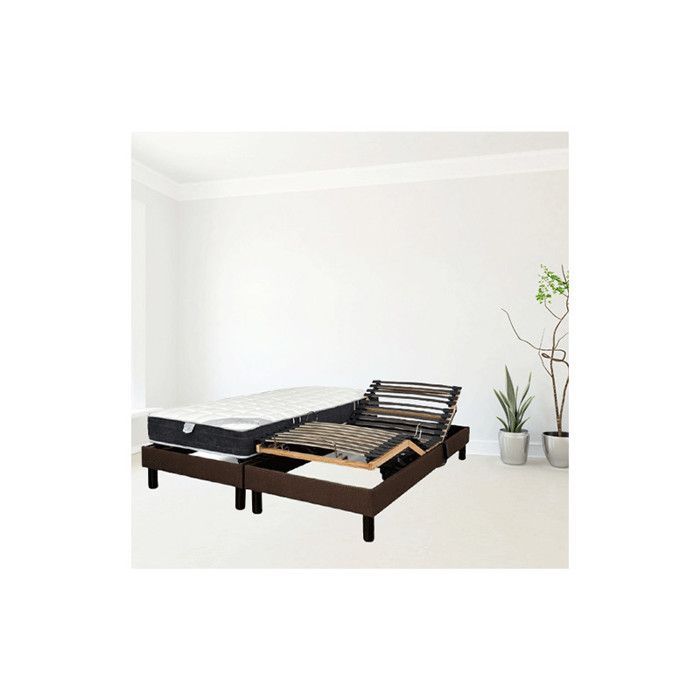 Base de cama eléctrica Essenzia Zen Relax marrón con listones de 2x70x190 mm.