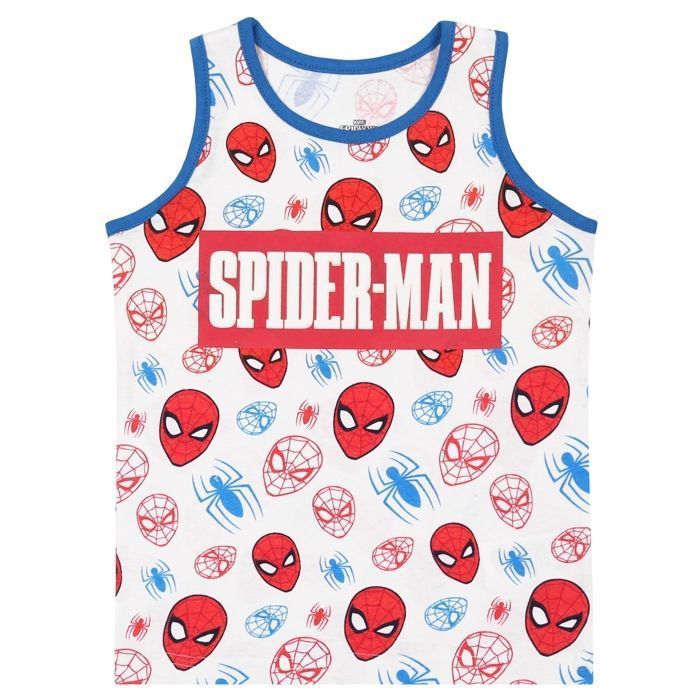 Pijama de dos piezas de Spider-Man para niño, sin tirantes, pantalón corto, azul, 4 años