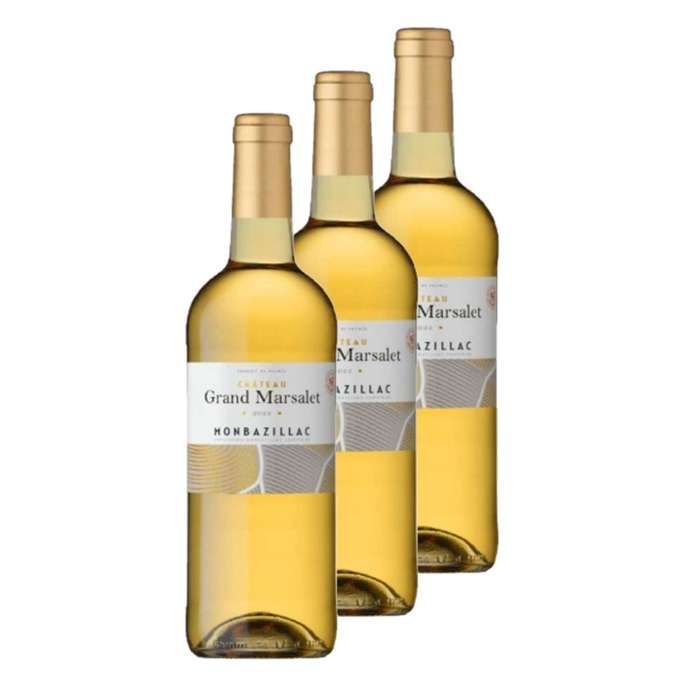 Château Grand Marsalet - Lot 3x Vin blanc Monbazillac - AOC / HVE - Bouteille 750ml