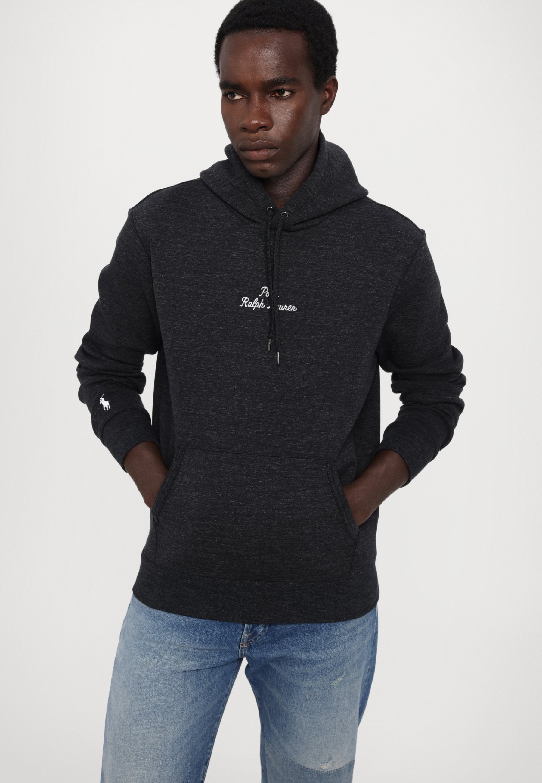 Polo Ralph Lauren LOGO DUBBELGEBREIDE HOODIE - Hoodie - zwart gemêleerd