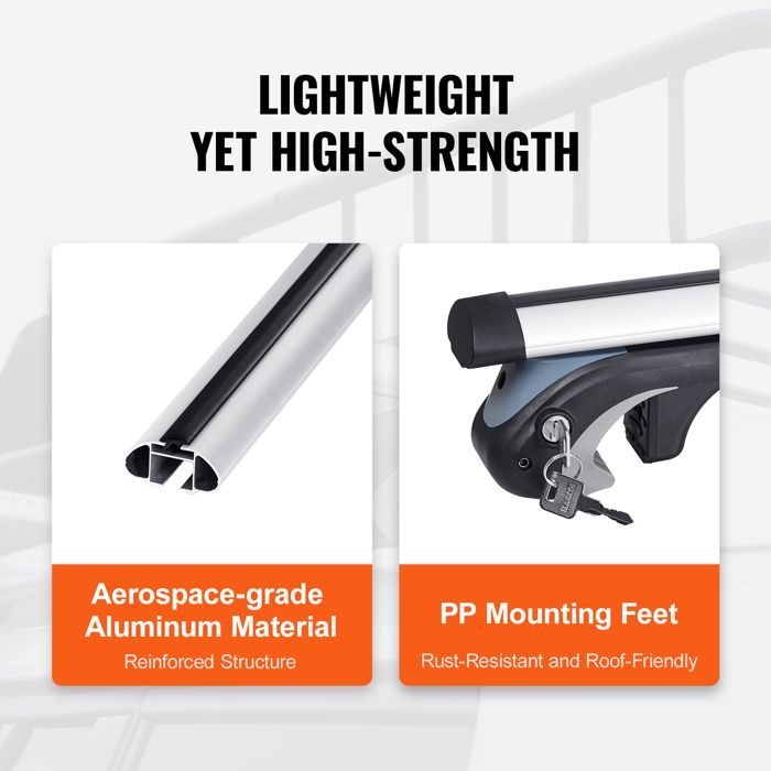 Barre portatutto universali VEVOR - 135 cm - Barre in alluminio per auto - per SUV, berline, furgoni